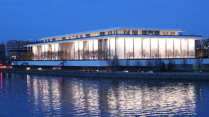 A view of Kennedy Center from Theodore Roosevelt Memorial Bridge: